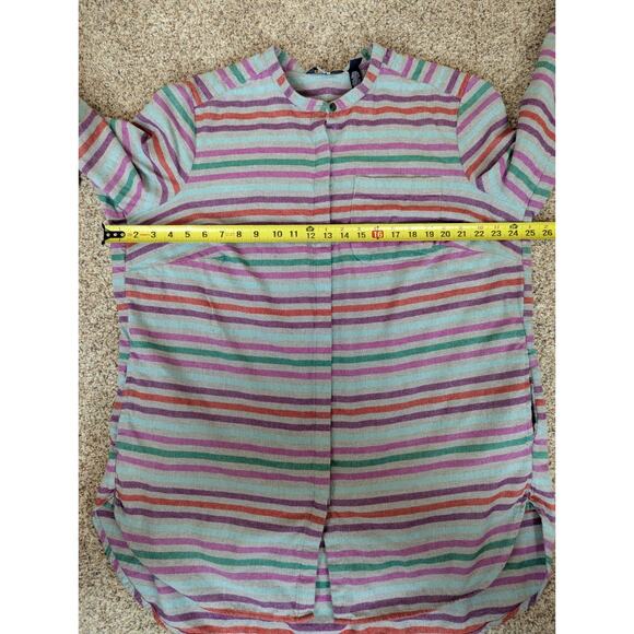 LANDS' END Plus Size 1X Flannel A-line Striped Long Sleeve Tunic Top Very Soft - Picture 6 of 10